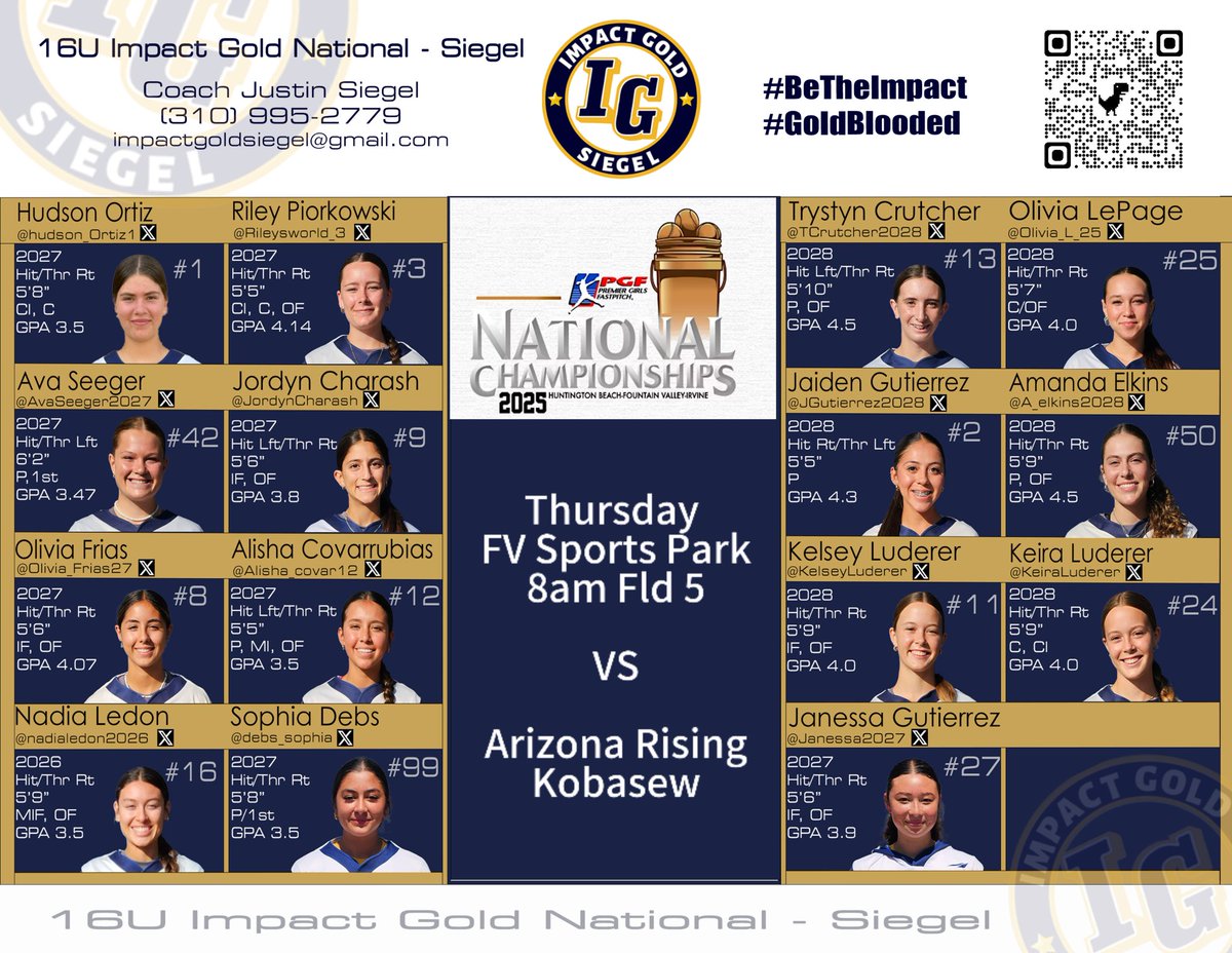 Thursday 8am FV Sports Park, Fld 5
VS
Arizona Rising Kobasew

LET'S GOO!
instagram.com/stories/impact…