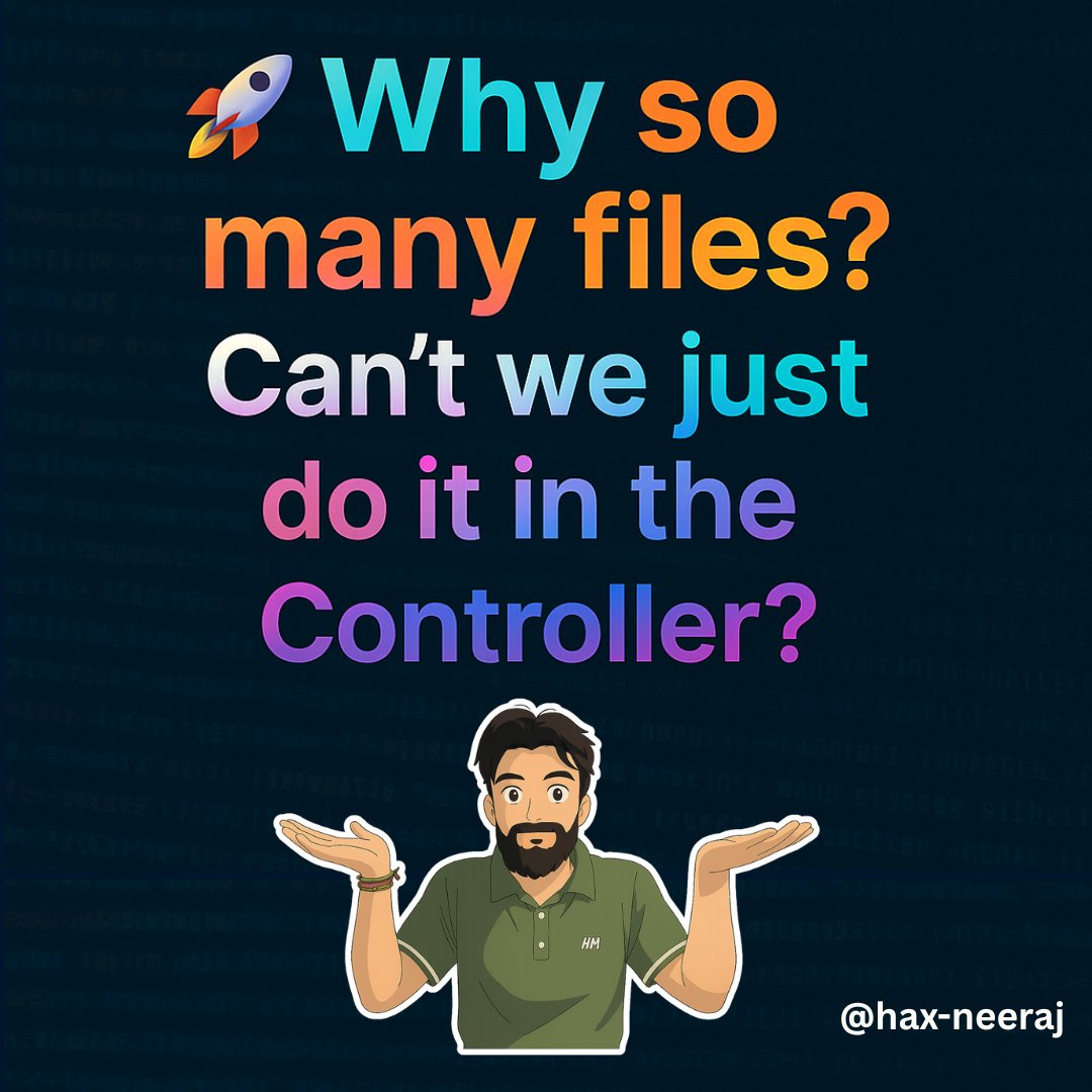 hax_neeraj's tweet image. 🚀 &quot;Why so many files? Can’t we just do it in the Controller?&quot;

A common question developers ask — and I totally get it.

Read More.
👇👇👇👇

#CleanCode
#ScalableArchitecture
#CodeStructure
#MaintainableCode
#DevBestPractices
#Laravel
#WebDevelopment
#PHPDevelopers
#ServiceLayer