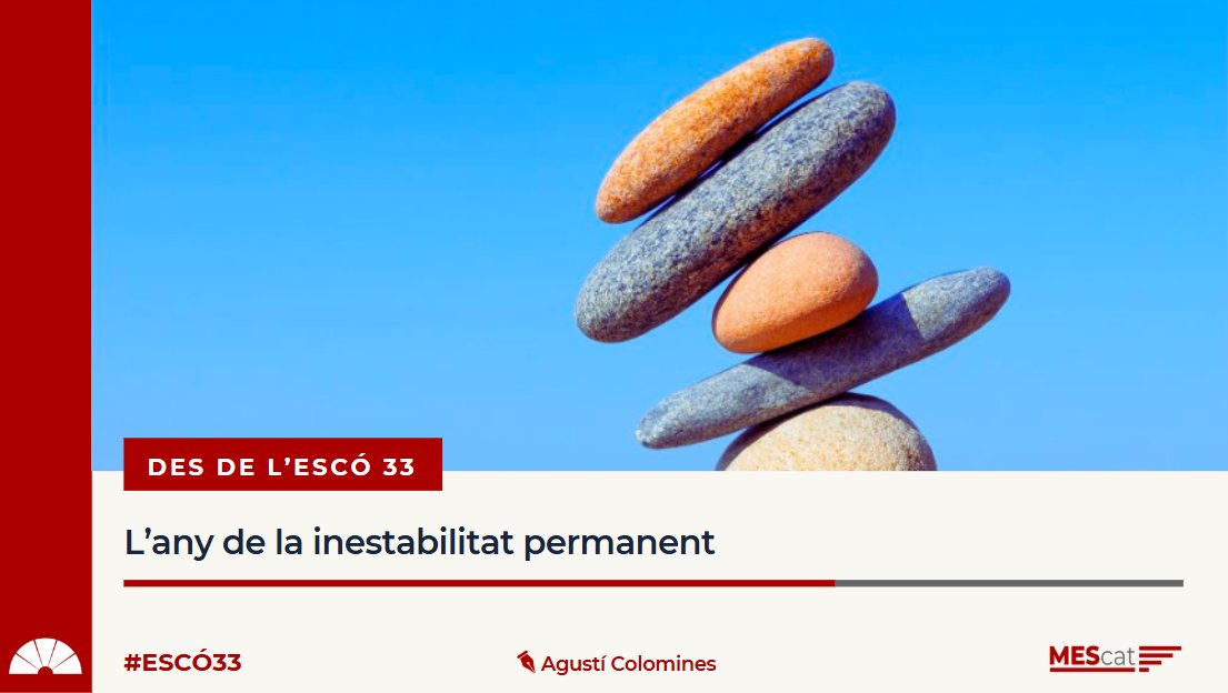 L’any de la inestabilitat permanent.
<a href="/AgustiColomines/">Agustí Colomines i Companys</a> a #Escó33
Espanya està en crisi i Catalunya continua atrapada en una presó estatal caduca i corrupta, sense marge per decidir sobre infraestructures, finançament, polítiques socials o immigració.
mesesquerres.cat/lany-de-la-ine…