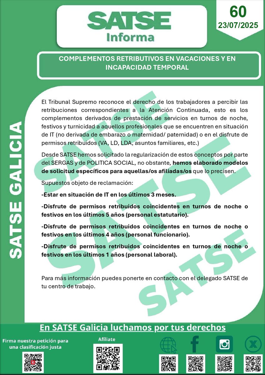 SATSE_GALICIA's tweet photo. #SATSEInforma: complementos retribuidos en vacaciones y en incapacidad temporal https://t.co/hKa6Nylz5D