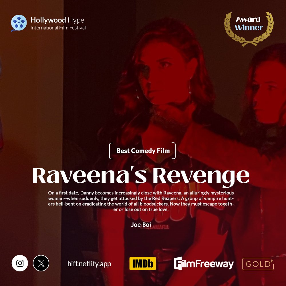 🔥 Big Wins for Raveena's Revenge! 🔥

Joe Boi’s Film Raveena's Revenge is stealing the hearts — with its standout performances.

🏆 Winner: Best Comedy Film &amp; Best Acting
👏 Congrats to the team for landing the double win!

Time to submit yours now 😍: filmfreeway.com/HollywoodHypeI…