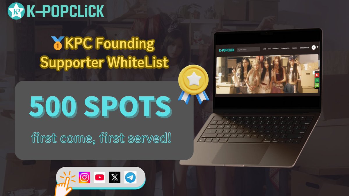 📢 Join the Founding Fans of #KPOPCLICK

#KPC is opening its Founding Supporter Whitelist — 500 early access slots are live now!
✅Follow  <a href="/Kpopclick_Labs/">KpopClick Labs</a>
✅RT this post &amp; tag a friend to join the fun!
✅After completing all tasks, don’t forget to submit the form⤵️