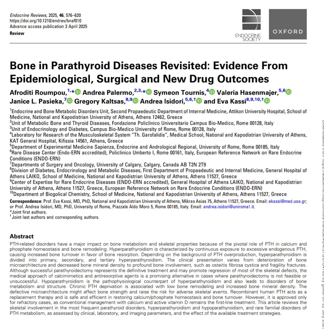 giorg_kyriakos's tweet image. 🦴 #Parathyroid diseases revisited – #bone perspective

🔍 #PHPT: trabecular vs cortical bone impact, surgical outcomes
🔍 HypoPT: high BMD ≠ bone strength
💊 Role of cinacalcet &amp;amp; rhPTH reviewed
@EndoSocJournals
📄 Endocr Rev 2025
🔗 doi.org/10.1210/endrev…
#EndoTwitter