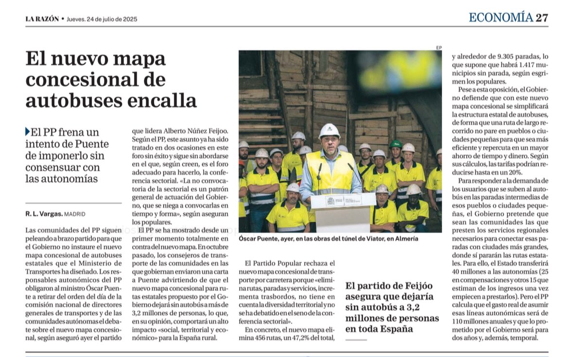 José Vicente Marí (@jvmariboso) on Twitter photo 🚨#Puente <a href="/transportesgob/">Ministerio Transportes y Movilidad Sostenible</a> pretende recortar ✂️paradas de bus en la España rural
No se sienta a negociar nada solo da ultimátums como buen pistolero a sueldo de #Sánchez
Los españoles merecen un gobierno mejor y no esta banda de chulos y prepotentes
#HaceFaltaUnGobiernoLimpio 🚨#Puente <a href="/transportesgob/">Ministerio Transportes y Movilidad Sostenible</a> pretende recortar ✂️paradas de bus en la España rural
No se sienta a negociar nada solo da ultimátums como buen pistolero a sueldo de #Sánchez
Los españoles merecen un gobierno mejor y no esta banda de chulos y prepotentes
#HaceFaltaUnGobiernoLimpio