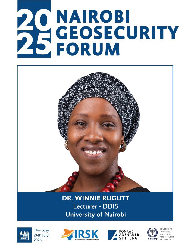 KAS_Kenya's tweet image. Today, @KAS_Kenya joins @IntRelationsKe &amp;amp; @uonbi to co-host, #NairobiGeoSecurityForum, a forum on Kenya’s strategic role and security priorities
We look forward to insights from:
• Hon. John Munyes Kiyong’a
• Dr. Winnie Rugutt
• Brig. (Rtd) Willy Sidwaka
• Dr. Nicodemus Minde