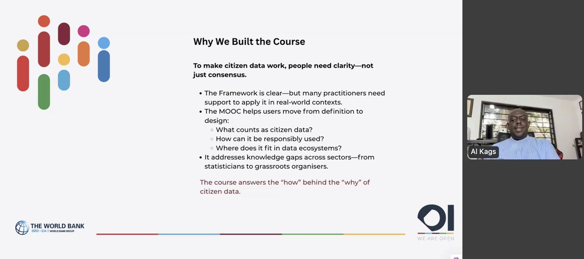 Citizen data isn’t just about consensus—it’s about clarity. <a href="/alkags/">Al Kags</a> joined global voices at the SDG in Practice forum (Jul 23) hosted by the Collaborative on Citizen Data 🧵1/

#CitizenData #DataForImpact