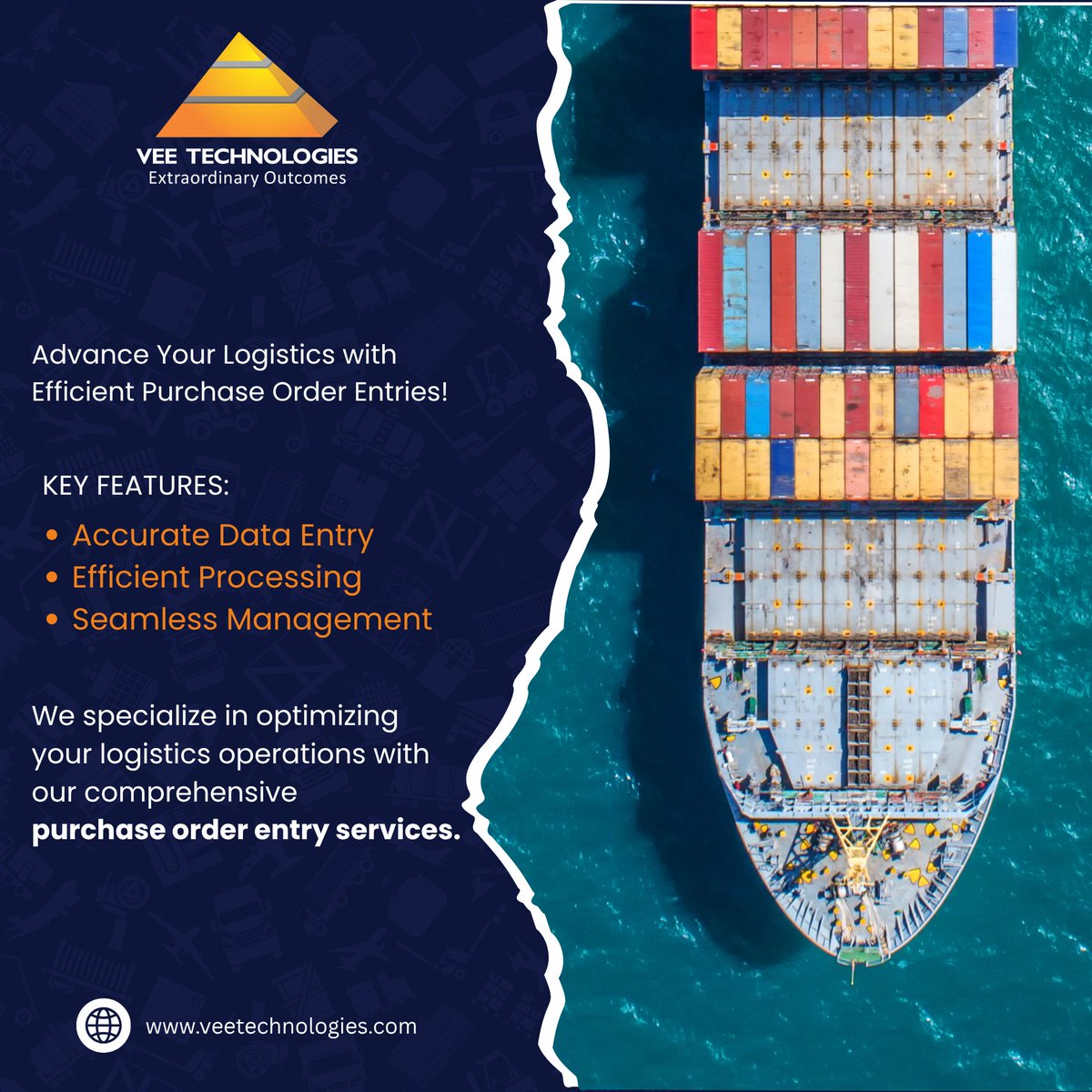 V_technologies's tweet image. Our comprehensive purchase order entry services ensure accuracy, efficiency, and seamless management of your supply chain. Trust our process to streamline your company’s #logisticsoperations!

Book a discovery call and understand the easy process: veetechnologies.com/industries/log…