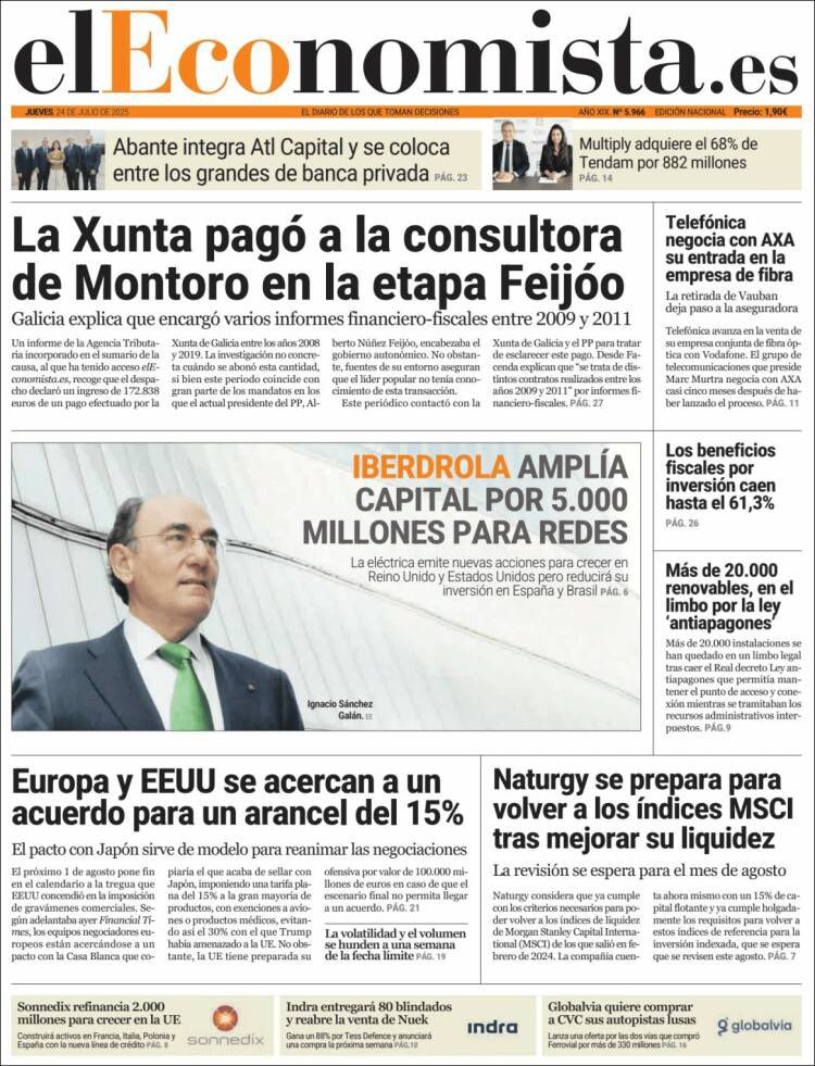 Inspectores_IHE's tweet image. Buenos días.
Algunas de las principales portadas 📰 del jueves, 24 de julio de 2025.
