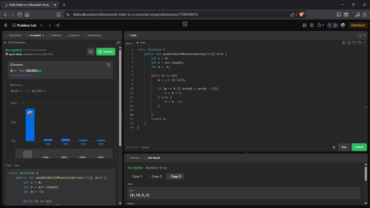 Day 54 of DSA Using Java 🚀

Solved Binary Search Problems :
- Count Negative Numbers in a Sorted Matrix
- Peak Index in a Mountain Array

github.com/AyushPathak465…
#DSAWithKunal #60DaysOfDSA #CodingCommunity #BuildInPublic #Java