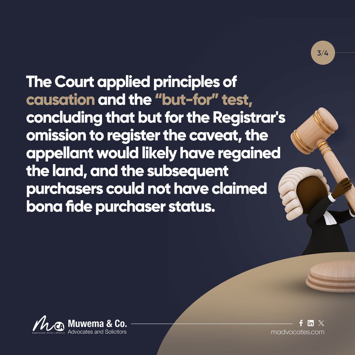 MuwemaLaw's tweet image. Legal Update: The Supreme Court affirms that the Registrar of Titles has a duty to properly register caveats and that failure to do so can result in government liability.
Learn more: bit.ly/45db6JL