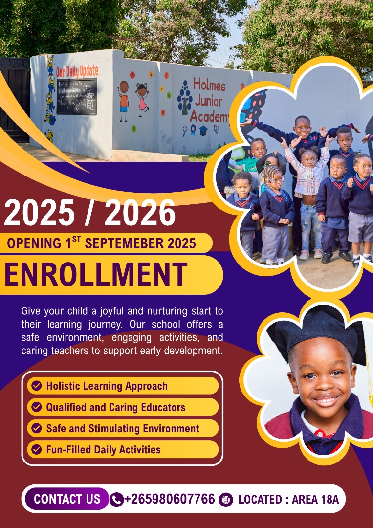 DZimatron22's tweet image. Looking for an affordable but excellent space for your little ones! Well look no further, holmes junior academy is just the right place. Starting from baby class all the way to grade 5, convenient too ππ enroll today and you won't regret it.
Call: +265980607766 for more.