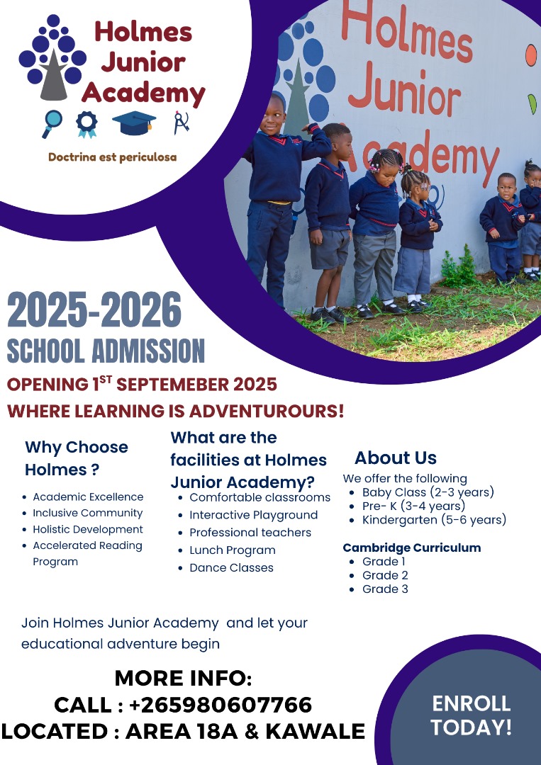 DZimatron22's tweet image. Looking for an affordable but excellent space for your little ones! Well look no further, holmes junior academy is just the right place. Starting from baby class all the way to grade 5, convenient too ππ enroll today and you won't regret it.
Call: +265980607766 for more.