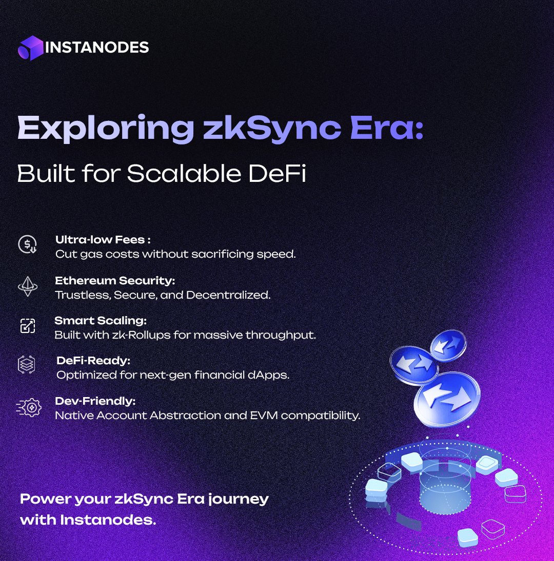 High fees &amp; slow speeds are out!  

#zkSyncEra is here to unlock massive #DeFi scalability. 
ZK-Rollup is making dApps faster, cheaper, &amp; more accessible for everyone.

#Rollup #Blockchain #ZK #zkSync