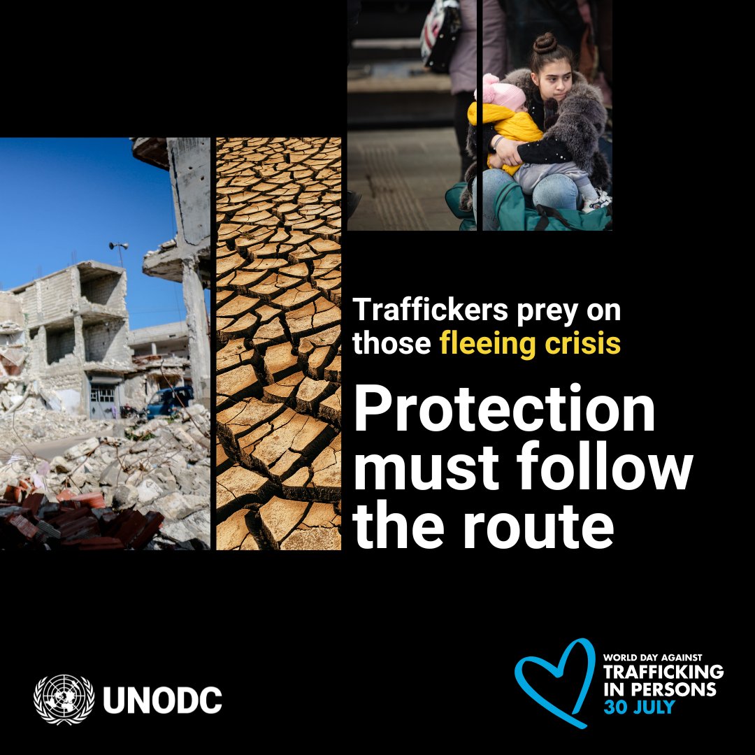 UNODC's tweet image. People forced to flee conflict often fall prey to false promises of safety and better lives.
Targeted law enforcement and cross-border intelligence sharing along migration routes can prevent human trafficking.
#EndHumanTrafficking