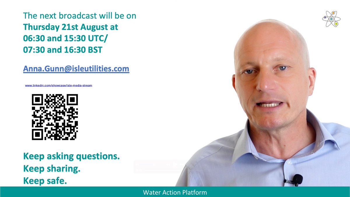 Dr. Piers Clark signs off for WAP78. The next broadcast will be on Thursday, August 21th 2025, at 6:30am / 3:30pm UTC.
Make sure to join us for more water sector related information.