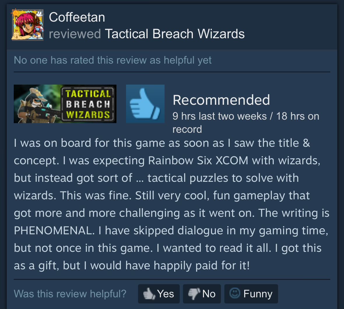 Samantha Reinert ☕ (@coffeetan) on Twitter photo I don’t often review Steam games, but when I do, they’re indies that deserve hype!! Play Tactical <a href="/BreachWizards/">Tactical Breach Wizards</a>, also great on Steam Deck 🎮 I don’t often review Steam games, but when I do, they’re indies that deserve hype!! Play Tactical <a href="/BreachWizards/">Tactical Breach Wizards</a>, also great on Steam Deck 🎮