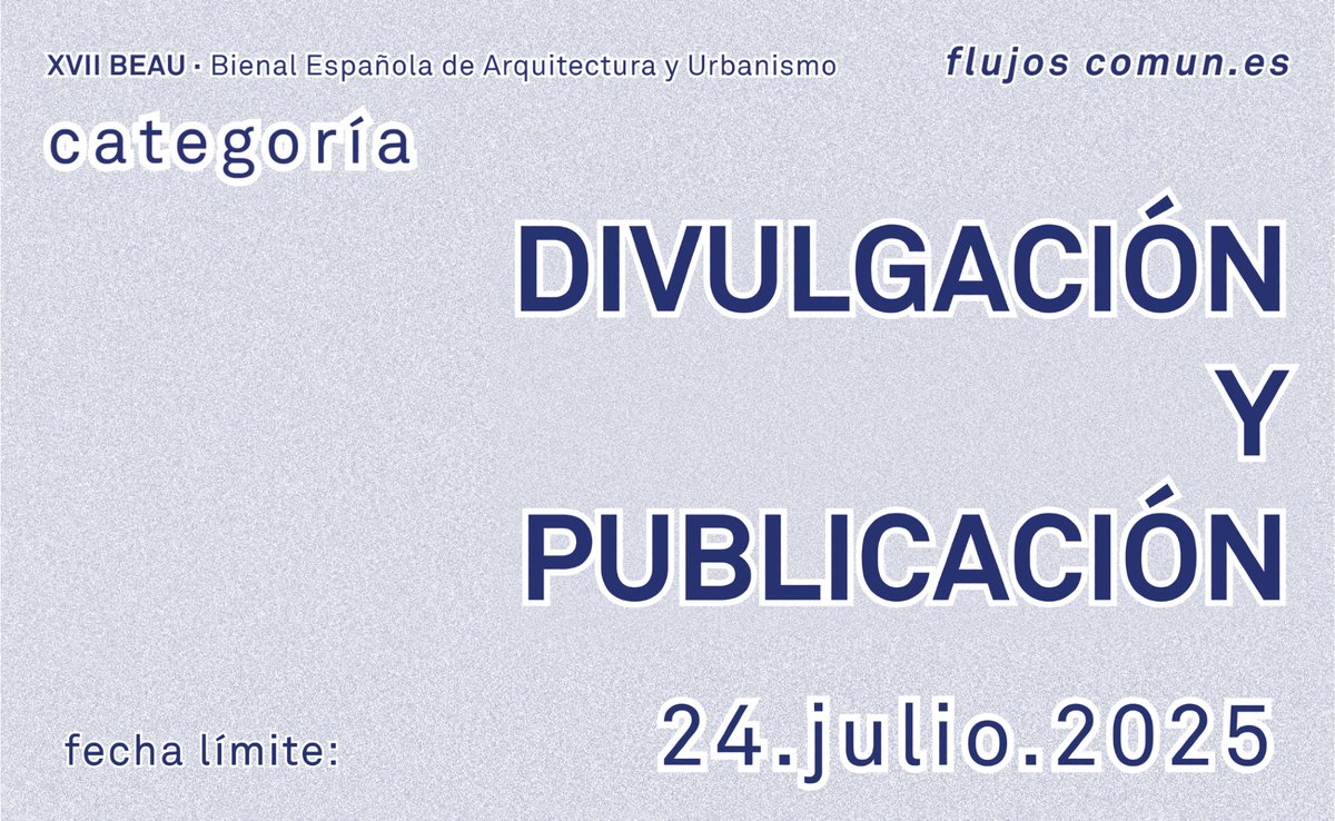 📣 Recuerda inscribir tu propuesta en la categoría “Divulgación y Publicaciones” antes de las 14:00 h.

➡️ Bases y convocatoria: bit.ly/convocatoria-x… 

#XVIIBEAU