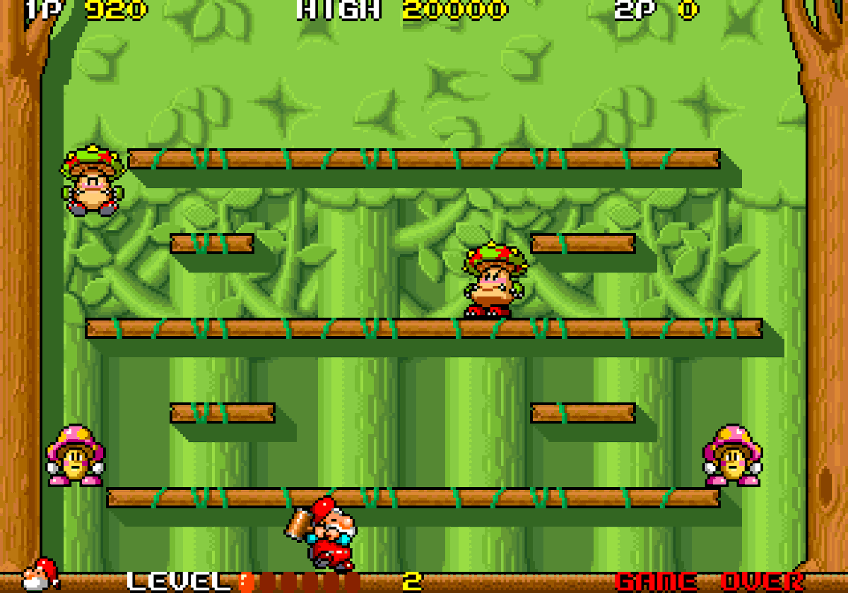sir_top_and_hat's tweet image. Don Doko Don #Taito Super pocket #arcade on #evercade You play lumberjacks, Bob or Jim, with the objective being to clear the screen of all enemies using your mallet to stun the enemies then throw them! Bonus items appear during stages that will have varying effects so look out!!