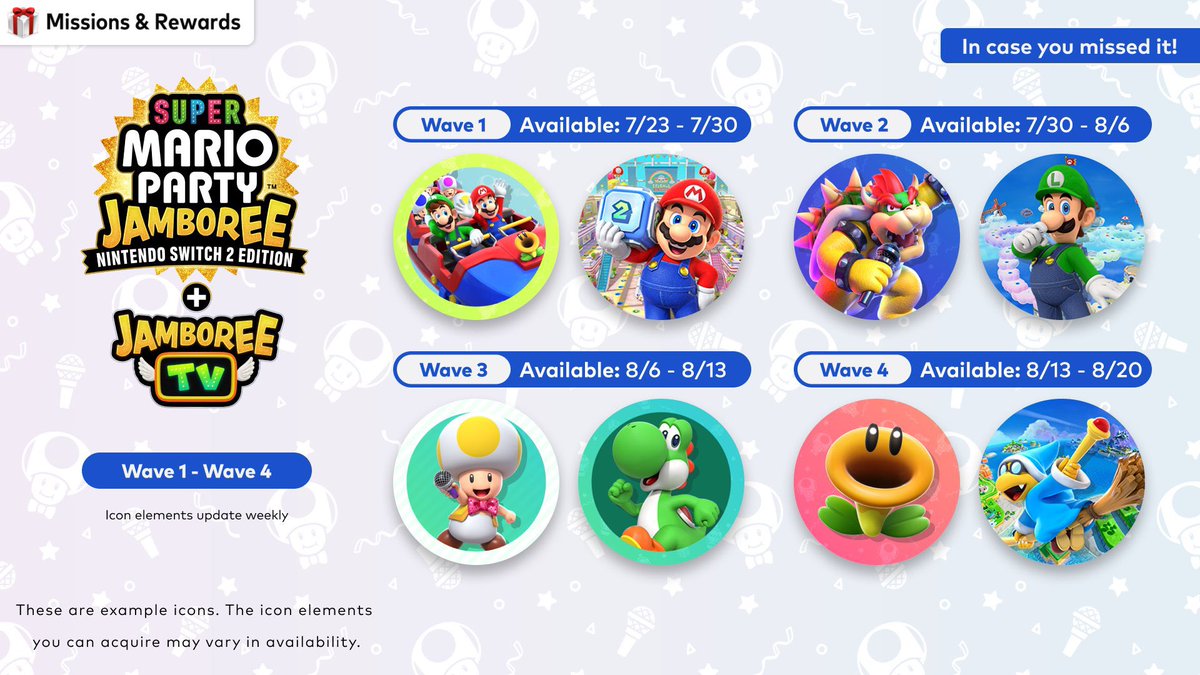 NintendHOME's tweet image. 🕹 Nintendo Switch Online – Les icônes Super Mario Party Jamboree disponible l’année dernière sont de retour pendant 4 semaines avec de nouveaux avatars de l’extension Jamboree TV. Et bien sûr, le deuxième set d’icônes Donkey Kong Bananza est aussi de la partie !