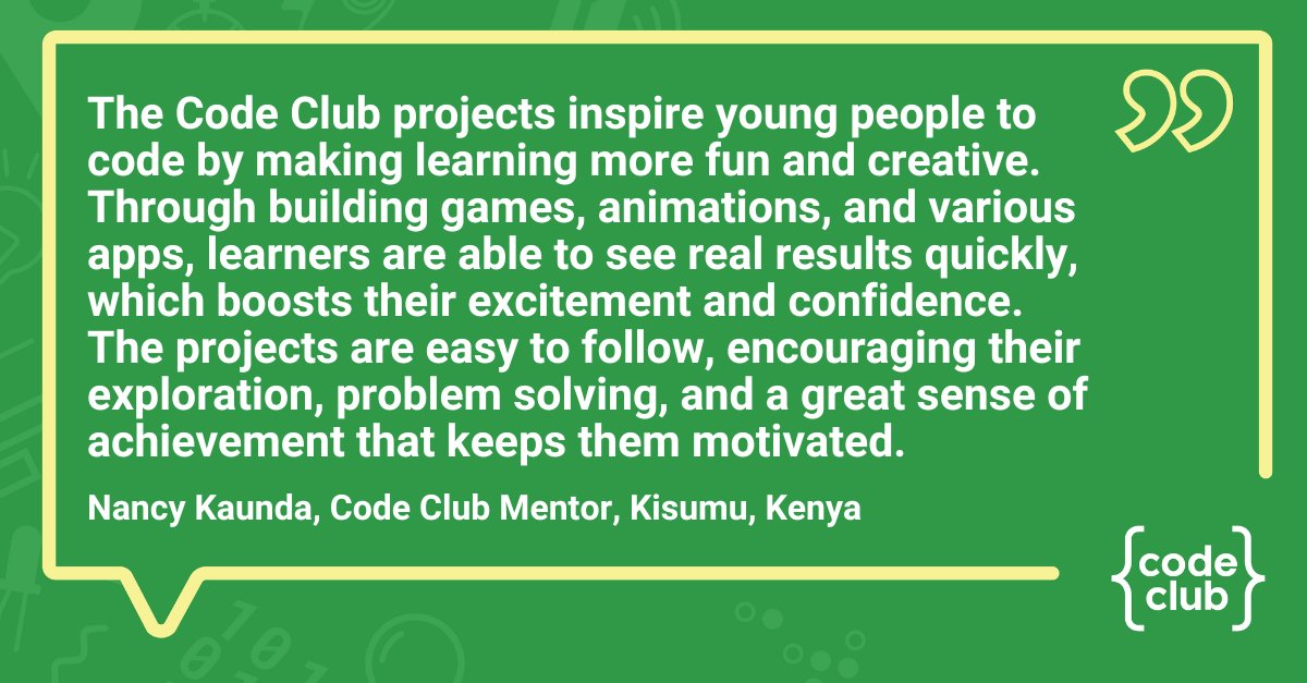 CodeClub's tweet image. Make learning to code 'more fun and creative' with our Code Club projects 👉 projects.raspberrypi.org/projects
Here's what Nancy had to say about using them with her club.