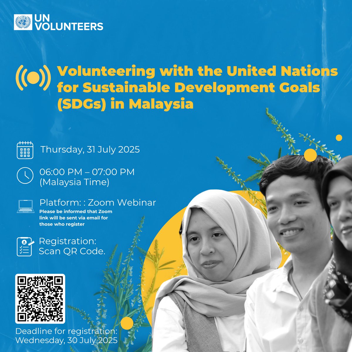 🇲🇾 Want to volunteer with the #UN in #Malaysia?
Join our webinar to learn how you can contribute to the #SDGs and support national development through volunteering.

🗓️ 31 July | 6–7 PM (Malaysia Time) 
📍 Zoom webinar 
🔗 Register: bit.ly/4f38EJ8

#UNVolunteers