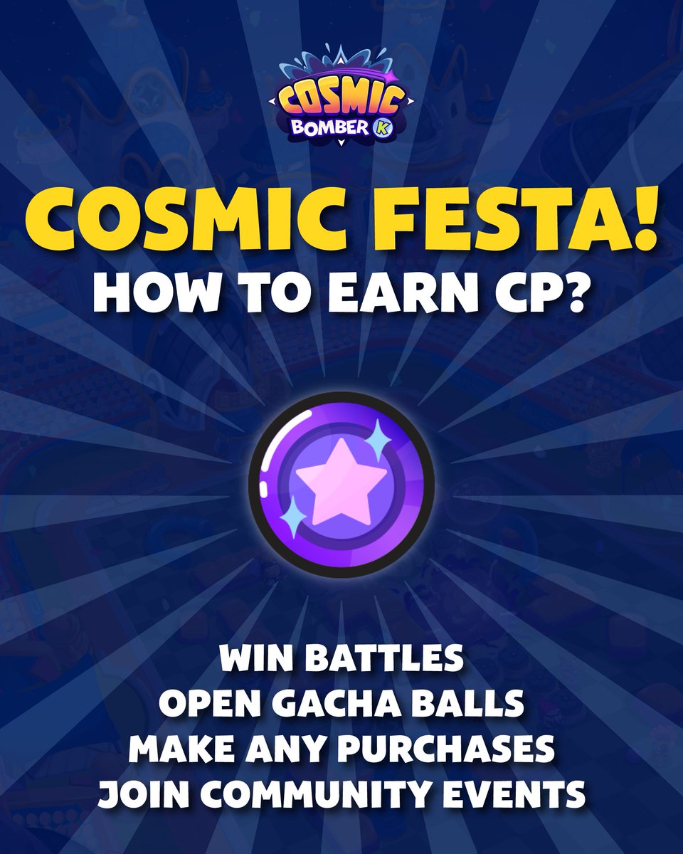 CosmicBomberK's tweet image. EVENT: COSMIC POINTS + $KAIA GIVEAWAY ✨
To celebrate Cosmic Festa, we're giving away 100 $KAIA each to random 100 players!
💣 Follow @CosmicBomberK
💣 RP + Like this post
💣 Earn Cosmic Points (CP)
💣 Drop $Kaia address
Cosmic Points (CP) is your entry to upcoming…
