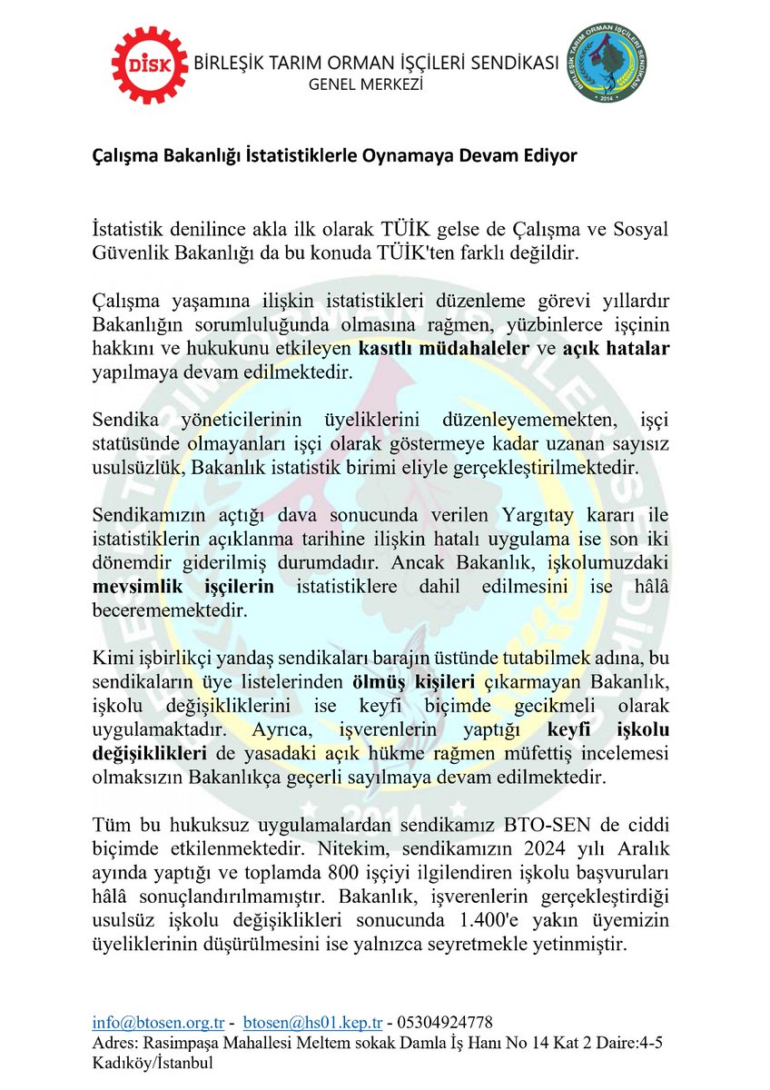 btosen2014's tweet image. Çalışma Bakanlığı İstatistiklerle Oynamaya Devam Ediyor
İstatistik denilince akla ilk olarak TÜİK gelse de Çalışma ve Sosyal Güvenlik Bakanlığı da bu konuda TÜİK'ten farklı değildir.
Çalışma yaşamına ilişkin istatistikleri düzenleme görevi yıllardır Bakanlığın sorumluluğunda…