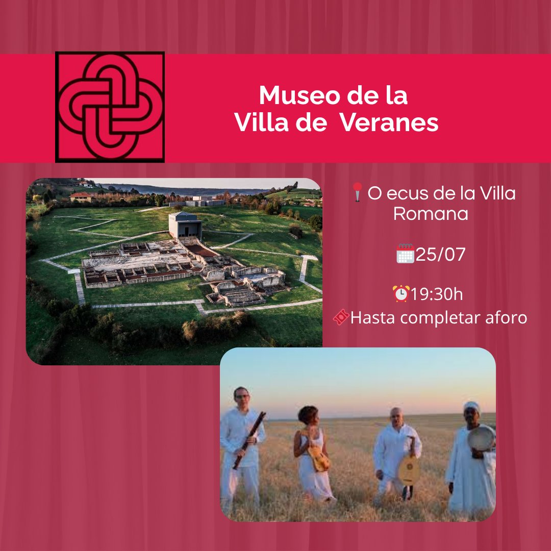🎶Planazo para mañana viernes concierto de música antigua en la Villa Romana de  Veranes con el grupo "ENSEMBLE MUSICANTES".

📍Museo Villa Romana Veranes
 🗓️Mañana 25/07   
⏰19:30h   
🎟️Hasta completar aforo | En caso de lluvia queda suspendido 

#Xixón #Gijón