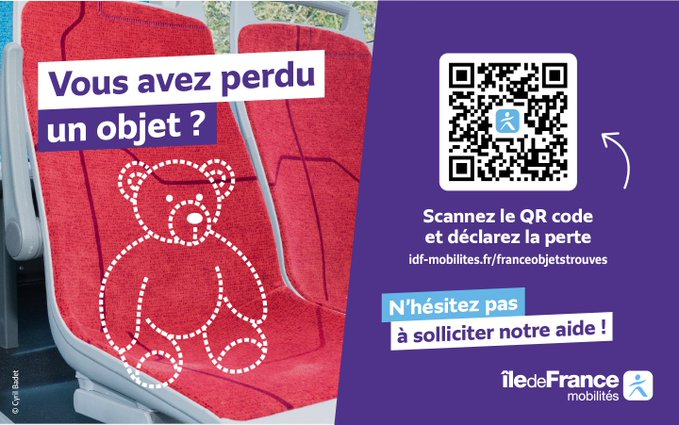 🎒Vous avez perdu un objet dans nos lignes de bus ?
🧸Déclarez-le facilement en ligne en scannant le QR code ou sur 👉 idf-mobilites.fr/franceobjetstr…
🚍Nos équipes sont là pour vous aider !
