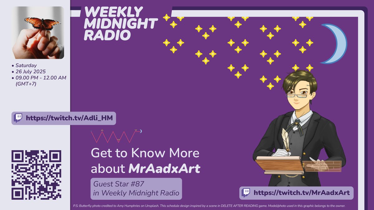 Adli_HM's tweet image. Hello, I am currently streaming Weekly Midnight Radio - Ep 93 at twitch.tv/Adli_HM, with Guest Star #87, @AdryanBepe. Feel free to tune in, ask questions, request songs, join the discussion, or listen to this session :)) Thx 💙