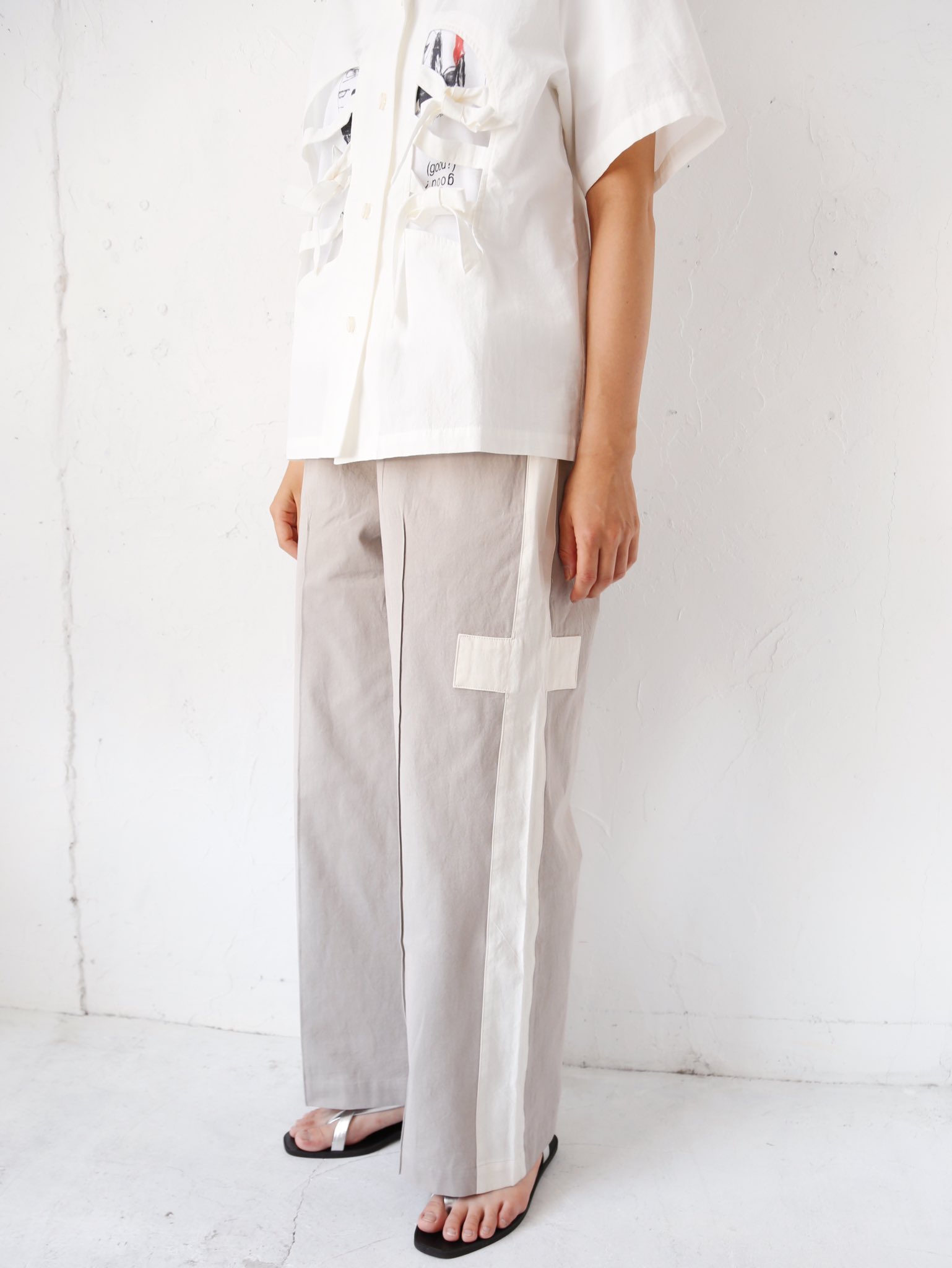 暮chic by futatsukukuri クロスラインパンツ 暮chic by futatsukukuri/ クロスラインパンツ（Black） | new