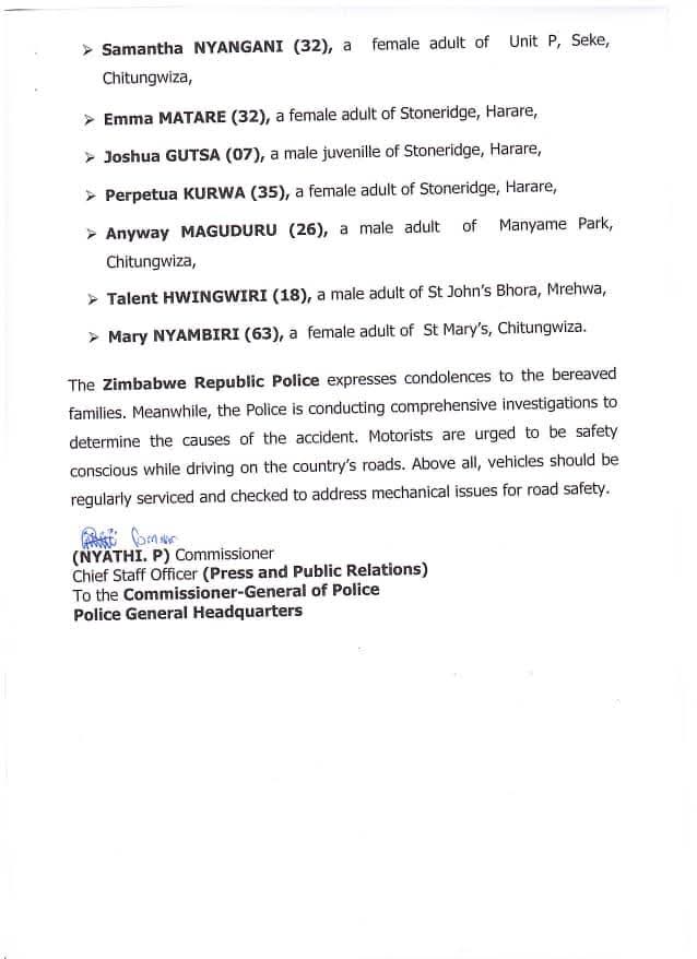 SimangalisoDub5's tweet image. The @PoliceZimbabwe has officially released the names of the 17 victims who tragically lost their lives in the Seke Road accident. I urge everyone to check on their relatives during this difficult time #SekeRoadAccident @ZRP_Zim @chitungwizamun @ChitungwizaComm @Mug2155