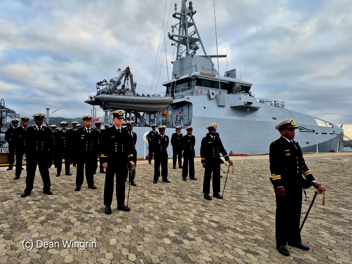 Ricardo Teixeira (@1truericardo) on Twitter photo Change of command today at Simon's town, for SAS King Sekhukhune I, photo from my colleague <a href="/deanwingrin/">Dean Wingrin</a>
SAS King Sekhukhune I is the lead ship in the Warrior Class of Multi Mission Inshore Patrol Vessels, commissioned in June 2022. Change of command today at Simon's town, for SAS King Sekhukhune I, photo from my colleague <a href="/deanwingrin/">Dean Wingrin</a>
SAS King Sekhukhune I is the lead ship in the Warrior Class of Multi Mission Inshore Patrol Vessels, commissioned in June 2022.