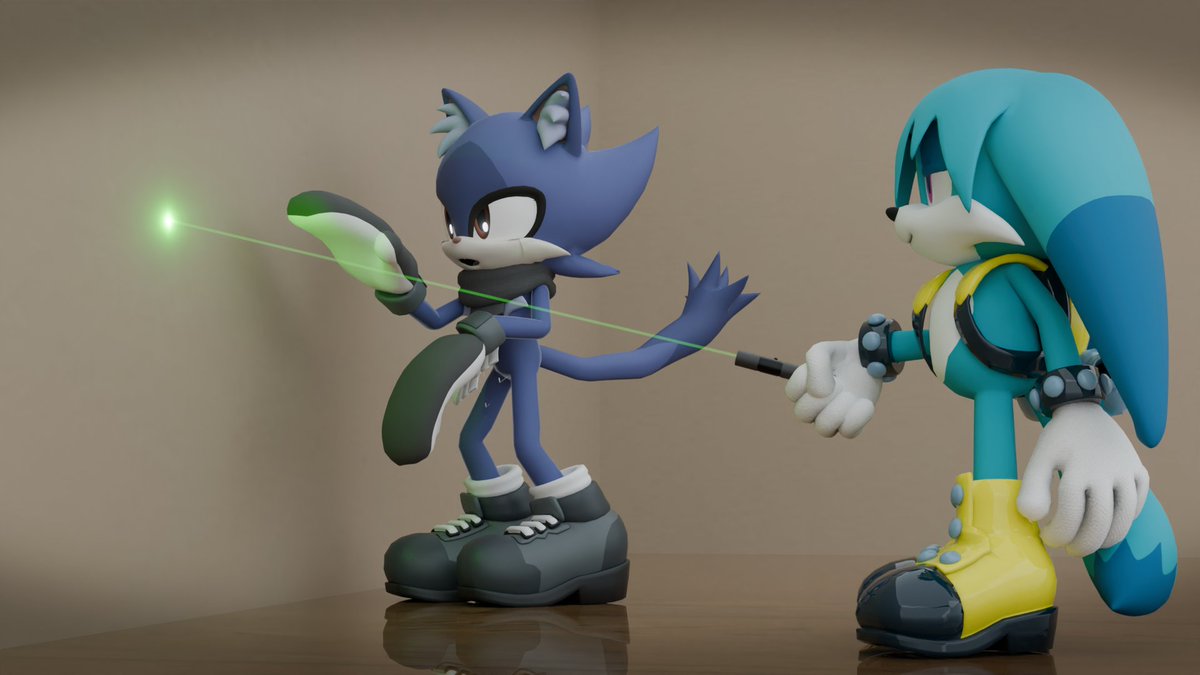 Weegi_man's tweet image. The laser pointer has won him over 

#blender #blender3D #b3d #SonicTheHedgehog #KitTheFennec #Kitsunami #duothecat