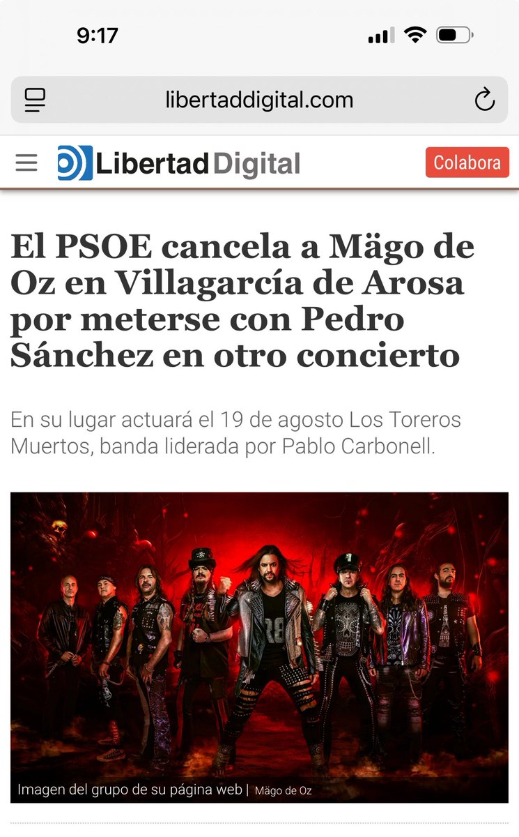 Era muy fan de <a href="/MAGODEOZOFIC/">MÄGO DE OZ OFICIAL</a> pero ahora muchísimo más.
España progresista decían 
Libertad en España….
Esto es el <a href="/PSOE/">PSOE</a> esto es <a href="/sanchezcastejon/">Pedro Sánchez</a>