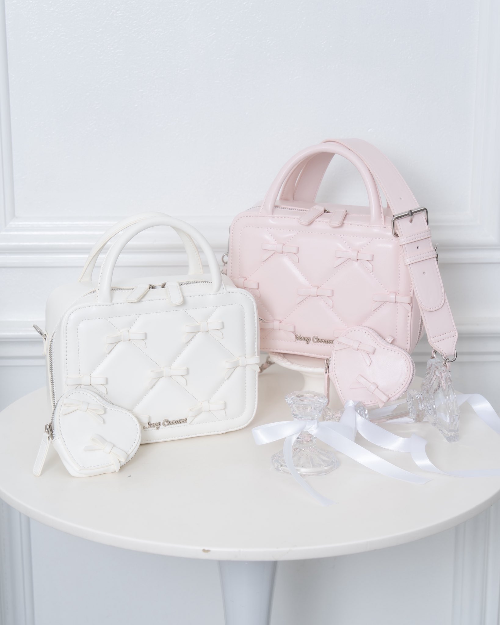 honey cinnamon リボンキルトスクエアバニティバッグ ピンク 地雷