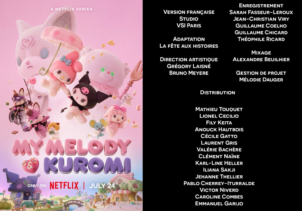 BastienDruker's tweet image. Carton de doublage "My Melody & Kuromi" sur Netflix dirigé par @GregLaisne et @MeyereBruno
Avec @MathieuTouquet @noukie33 @JehanneThellier et @RetakeOfficiel