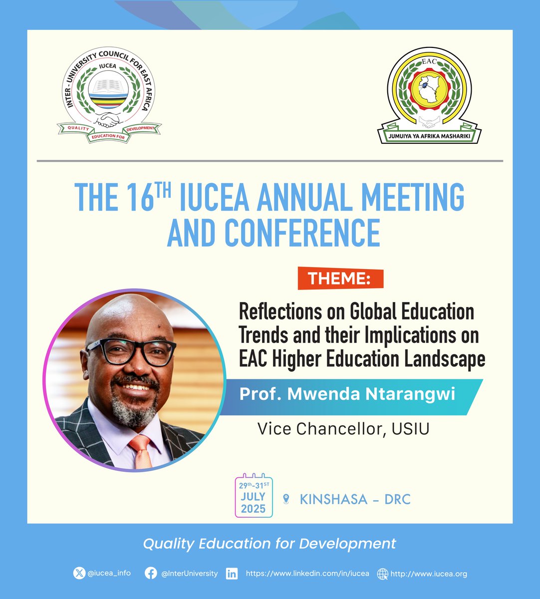iucea_info's tweet image. Prof. Mwenda Ntarangwi, the Vice Chancellor of the United States International University (USIU) in Africa, is poised to take the stage at the highly anticipated Inter-University Council for East Africa (IUCEA) Annual Meeting and Conference in Kinshasa.