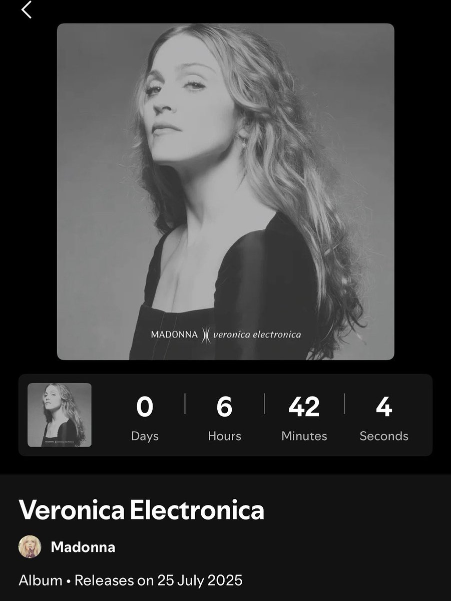 GregvsMatt's tweet image. Not long to go now ! We have just over 6 hours here in Australia 🇦🇺 until Madonna’s Veronica Electronica album hits streaming platforms ❤️
Available everywhere midnight ❤️ Friday 25 July ❤️
#Madonna #veronicaelectronica
