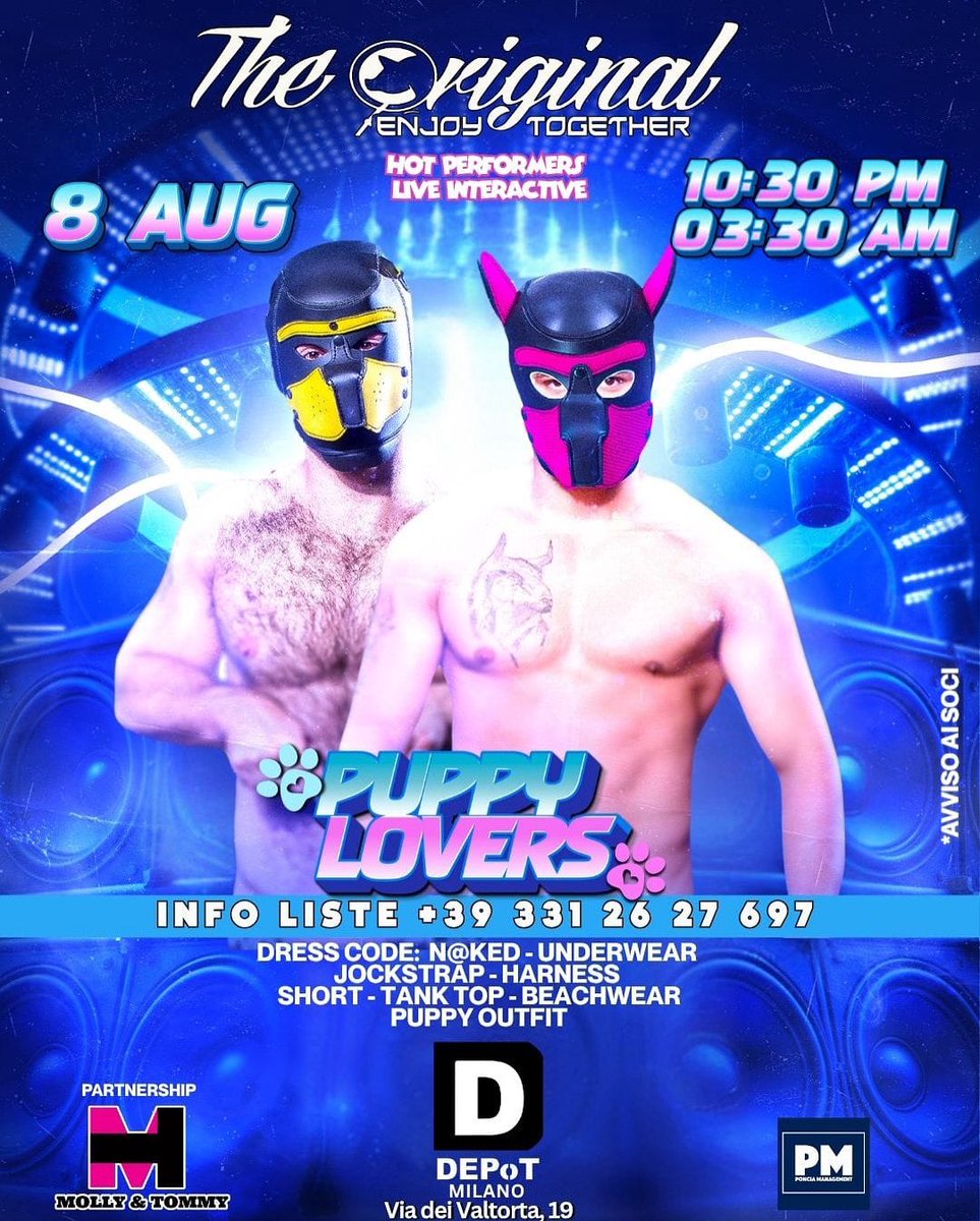 Molly and Tommy (@mollyandtommy1) on Twitter photo The <a href="/theoriginal_it/">The Original Enjoy Together</a> party at The DEPoT, Milan, Italy - 8th August, 10.30pm - 03-30am The <a href="/theoriginal_it/">The Original Enjoy Together</a> party at The DEPoT, Milan, Italy - 8th August, 10.30pm - 03-30am