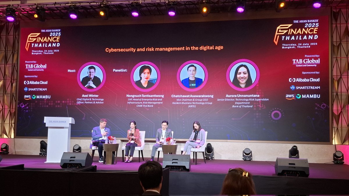 UrsBolt's tweet image. #Cybersecurity and Risk Management in Banking:
The challenge of embedding cybersecurity awareness across the organisation and customer base to prevent breaches.
Hands-on experience sharing session at #FinanceThailand25 by @TheAsianBanker in #Bangkok today. #ITsecurity #risks