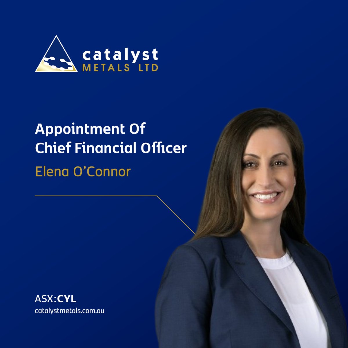 #ASXNews

$CYL.AX announces the appointment of Ms Elena O’Connor as Chief Financial Officer. 

Ms O’Connor brings over 20 years of executive leadership experience across the mining and industrials sectors, both in Australia and internationally.

Read: loom.ly/y398jHE