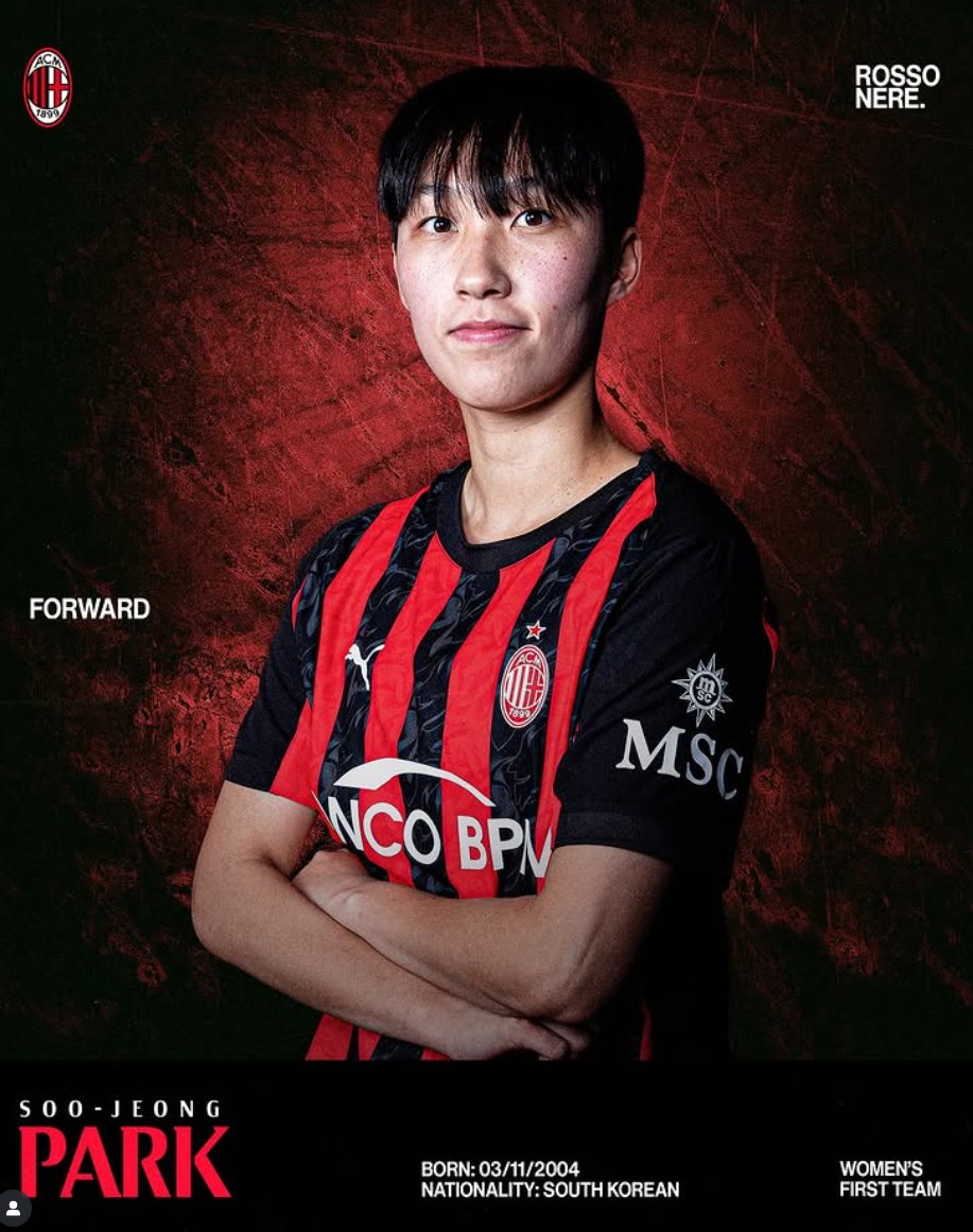 KORFootballNews's tweet image. OFFICIAL | AC Milan Women have confirmed the signing of South Korean forward Park Soo-jeong.