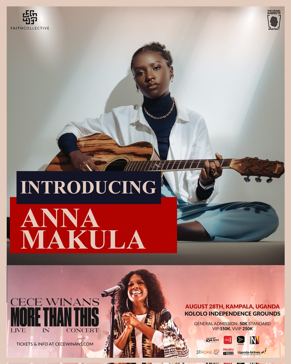 The Usual Suspects UG ๐บ๐ฌ (@usualsuspectsug) on Twitter photo She captured our hearts with her simplicity, depth, character & creativity. Songs like Psalms 112 have been on our playlists for a minute now. The amazing @anna_makula_ sharing the stage with <a href="/cecewinans/">CeCe Winans</a> come 28th August at kololo independence grounds.
##MoreThanThisTourUg She captured our hearts with her simplicity, depth, character & creativity. Songs like Psalms 112 have been on our playlists for a minute now. The amazing @anna_makula_ sharing the stage with <a href="/cecewinans/">CeCe Winans</a> come 28th August at kololo independence grounds.
##MoreThanThisTourUg