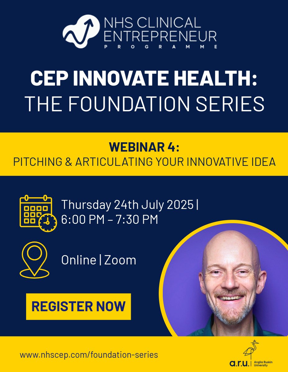 NHS_CEP's tweet image. 🎤 Learn how to pitch with confidence in the final session of the CEP Foundation Series tonight, led by Jon Torrens.
📢 Make sure you’ve registered ahead of the session: nhscep.com/foundation-ser…
#HealthcareInnovation #CEPFoundationSeries #NHSInnovation #FutureOfHealthcare #NHS