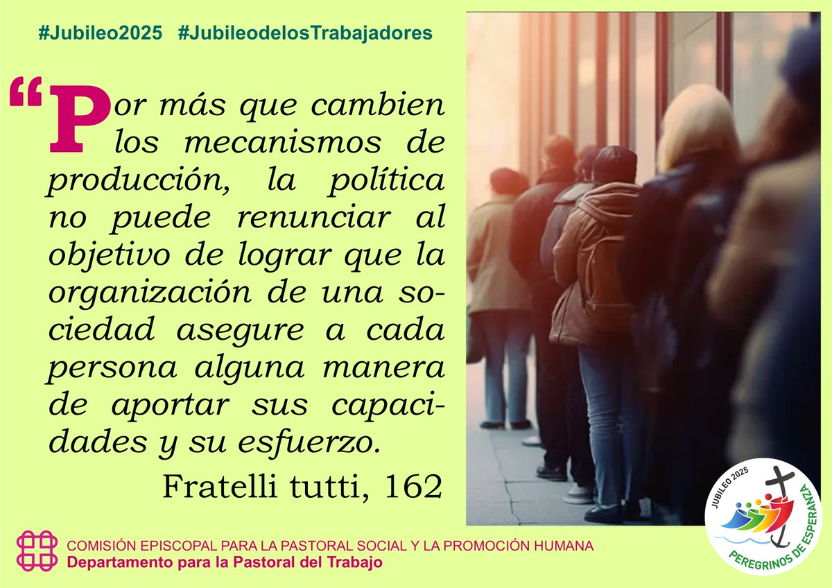 Departamento de Pastoral del Trabajo | CEE (@pastoralobrera) on Twitter photo ⚠️ 2,5 Millones de personas desempleadas
⚠️ 1 de cada 4 sin cobertura retributiva (26%)
⚠️ Cerca de 900 mil hogares tienen a todos sus miembros en el desempleo
#cuidareltrabajocuidarlavida
<a href="/PastoralSocial9/">Pastoral Social</a> ⚠️ 2,5 Millones de personas desempleadas
⚠️ 1 de cada 4 sin cobertura retributiva (26%)
⚠️ Cerca de 900 mil hogares tienen a todos sus miembros en el desempleo
#cuidareltrabajocuidarlavida
<a href="/PastoralSocial9/">Pastoral Social</a>