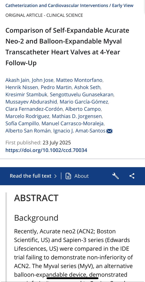 ignamatsant's tweet image. Just published in Catheterization our comparison of Myval & ACURATE neo2 at 4-year FU
@PCRonline @RevEspCardiol @secardiologia
onlinelibrary.wiley.com/doi/10.1002/cc…