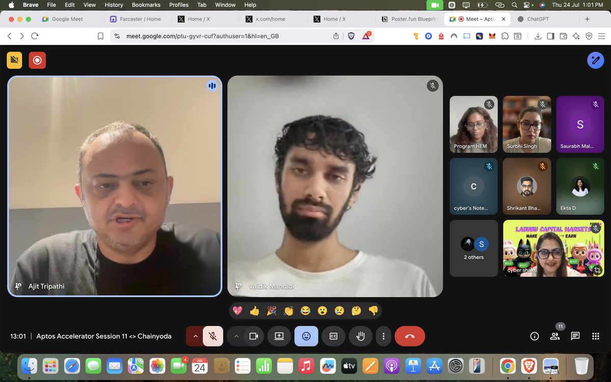 CyberShakti's tweet image. It's ALWAYS a GM when you're getting an unplugged founder mentoring session with @chainyoda
MANTRA is simple: UNFAIR ADVANTAGE
Loving these sessions with @aptos_ind &amp; @HashedEM
ps: check my new zoom BG
