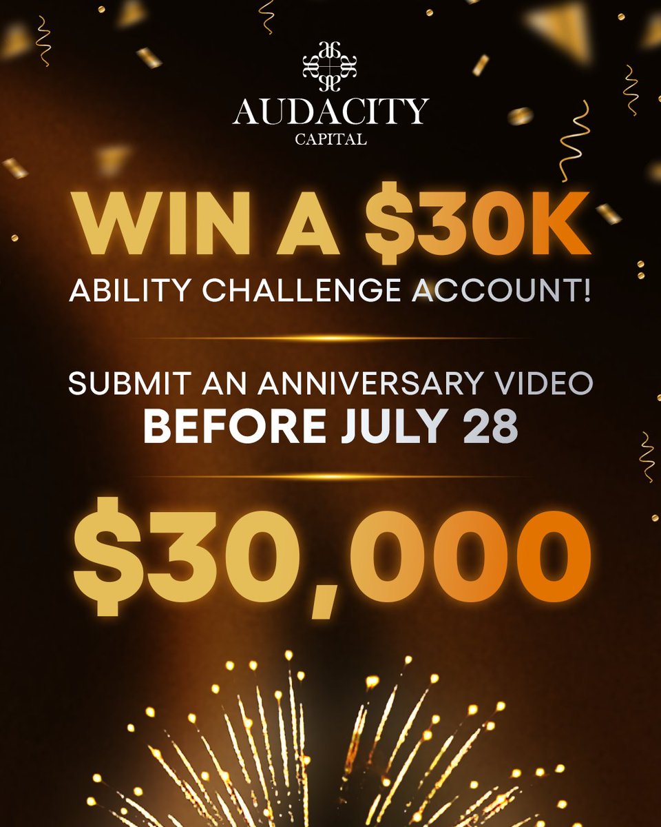 You could be trading a $30K account (on our Ability Challenge). This is your shot. 🎯

Submit your video today! #Audacity13
forms.gle/8ZcmT7Bj6uFcZy…