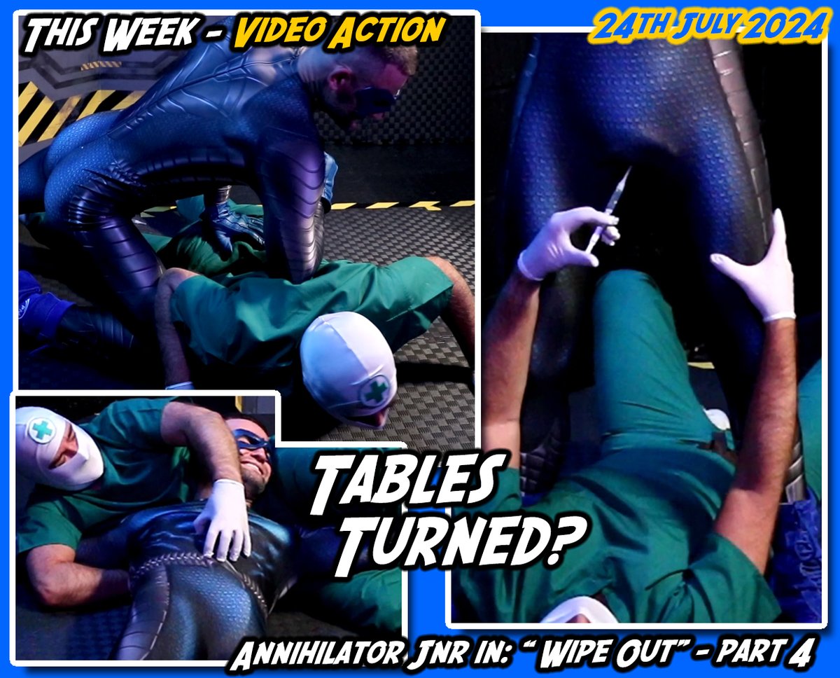 On this day, last year eyeofthecyclone.com Annihilator Jnr <a href="/Aj_nasty85/">Aj Nasty</a>  tricked by the Mad Medic's concealed weapon - full video chapters of this battle in member's area.
#superherofetish #eyeofthecyclone #meninspandex #superherowrestling